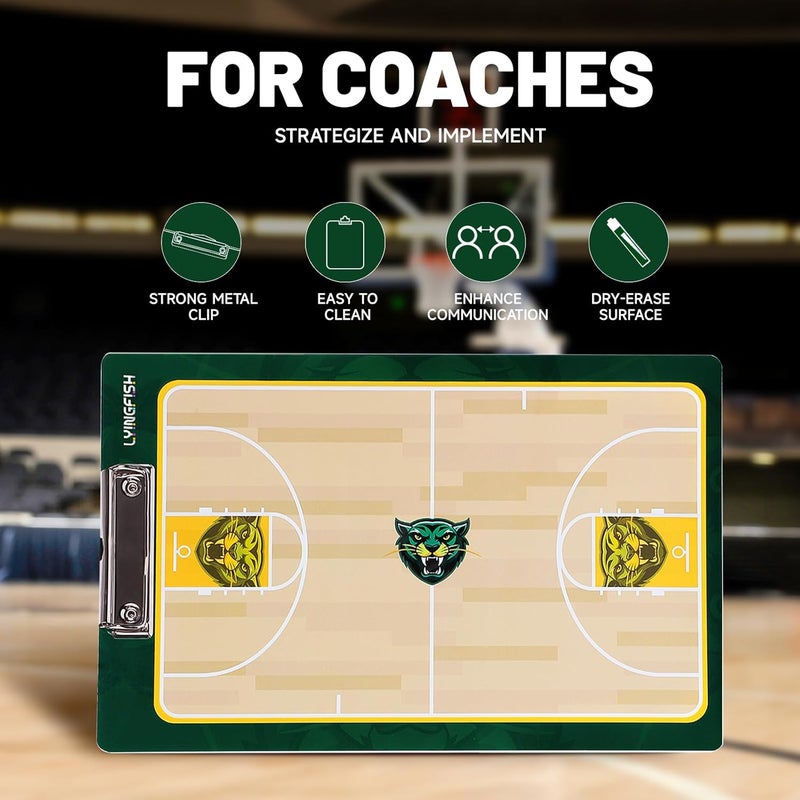 LYINGFISH Basketball Dry Erase Coaches Clipboard, Waterproof Basketball Clipboard for Coaches Double-Sided Basketball White Board for Coaches Writable and Erasable Basketball Dry Erase Board for Coaches（Green） - Image 4